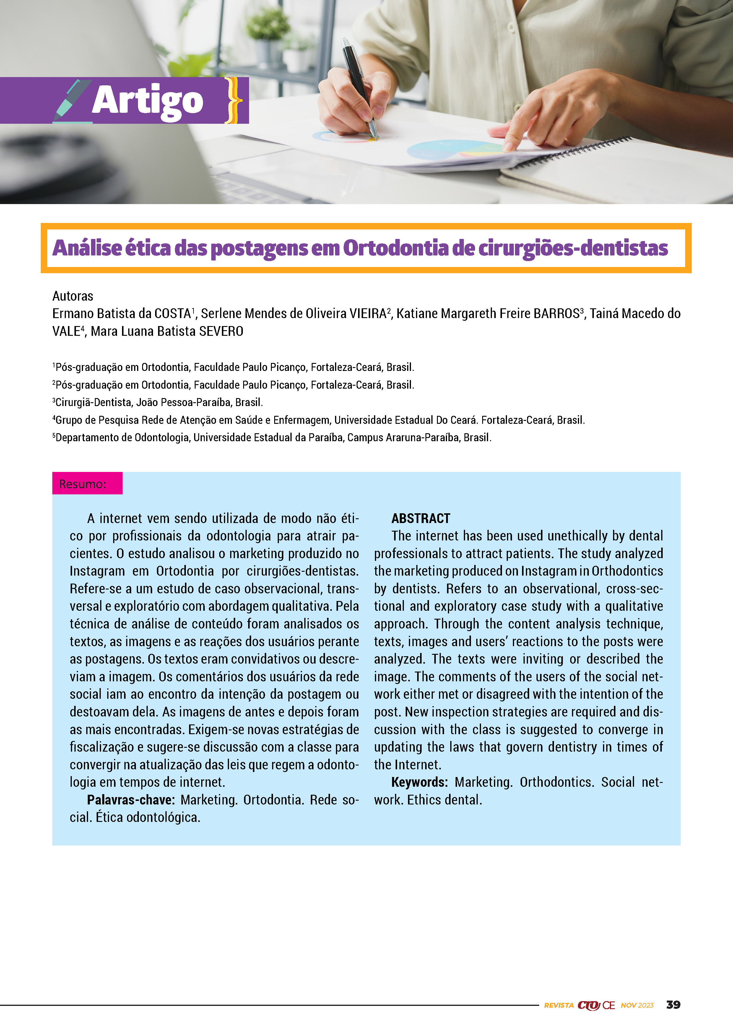 Análise ética das postagens em Ortodontia de cirurgiões-dentistas